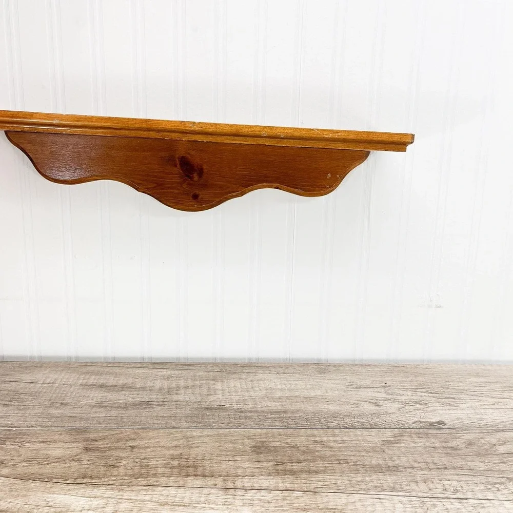 Mid-Century Modern Wood Curio Shelf - Small Vintage Trinket Display